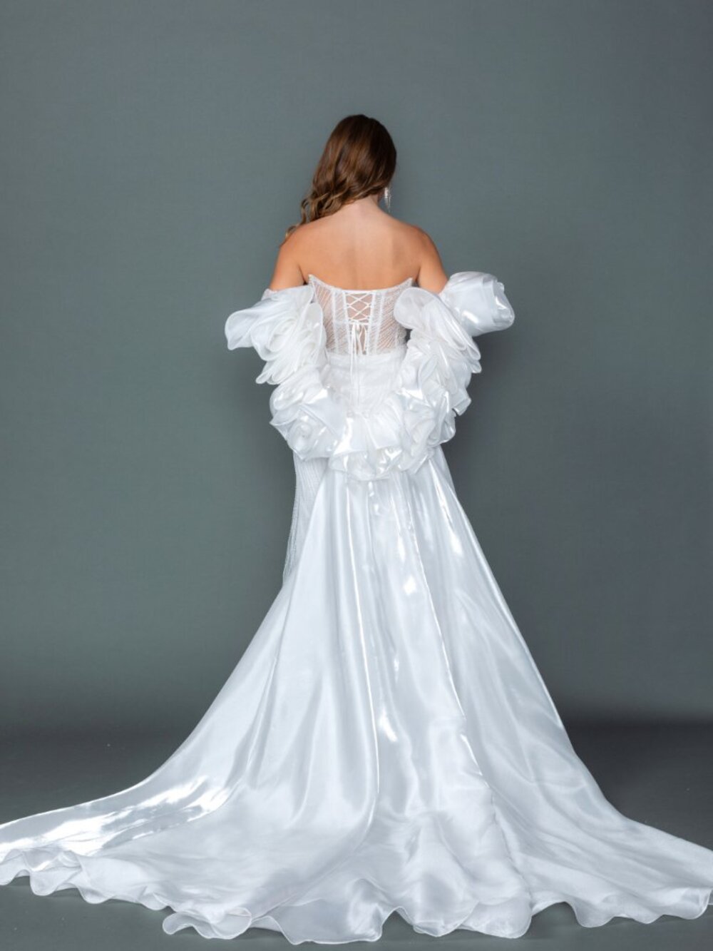 NEW OFF-WHITE Evening Gown Floor Length Formal Elegant Stunning 328 - Picture 3 of 5